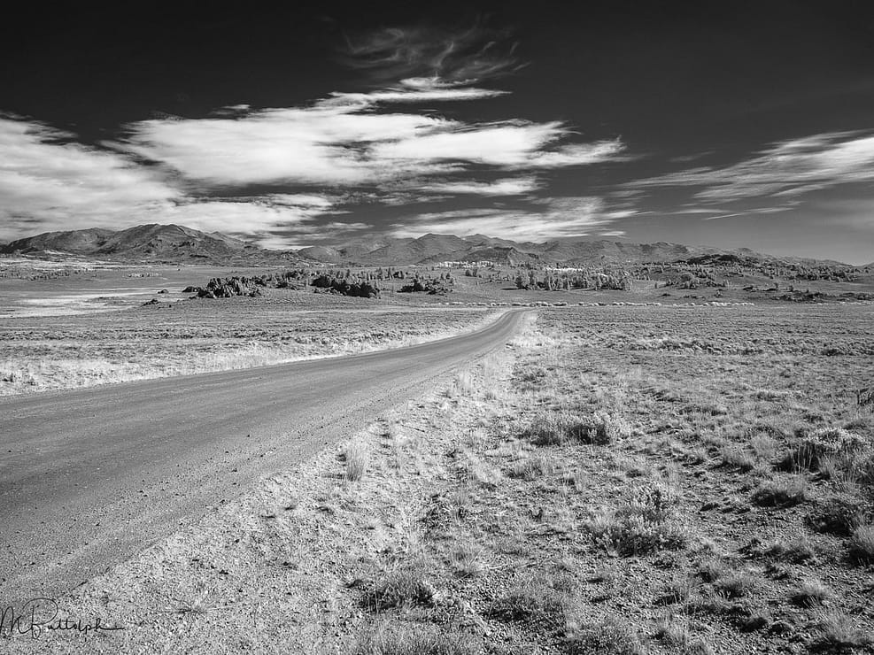 Black and white infrared photograph of the Wind River Range, Wyoming shot from the south.